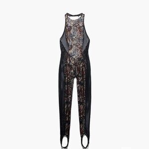 NEW RIHANNA FOREVER SAVAGE X FENTY Cold-Hearted Snake High-Neck Lace Catsuit 2X